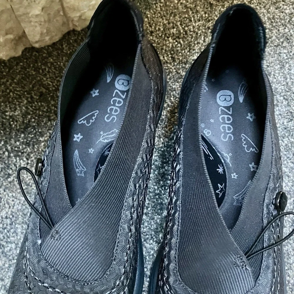 BZees Sz 10M 40 Woven Fabric Slip-On Wedge Shoes ENERGY Pewter Gray Women's